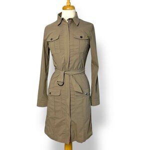 Anatomie TIA Khaki Long Sleeve Travel Dress Button Up Collared Belted Sz XS